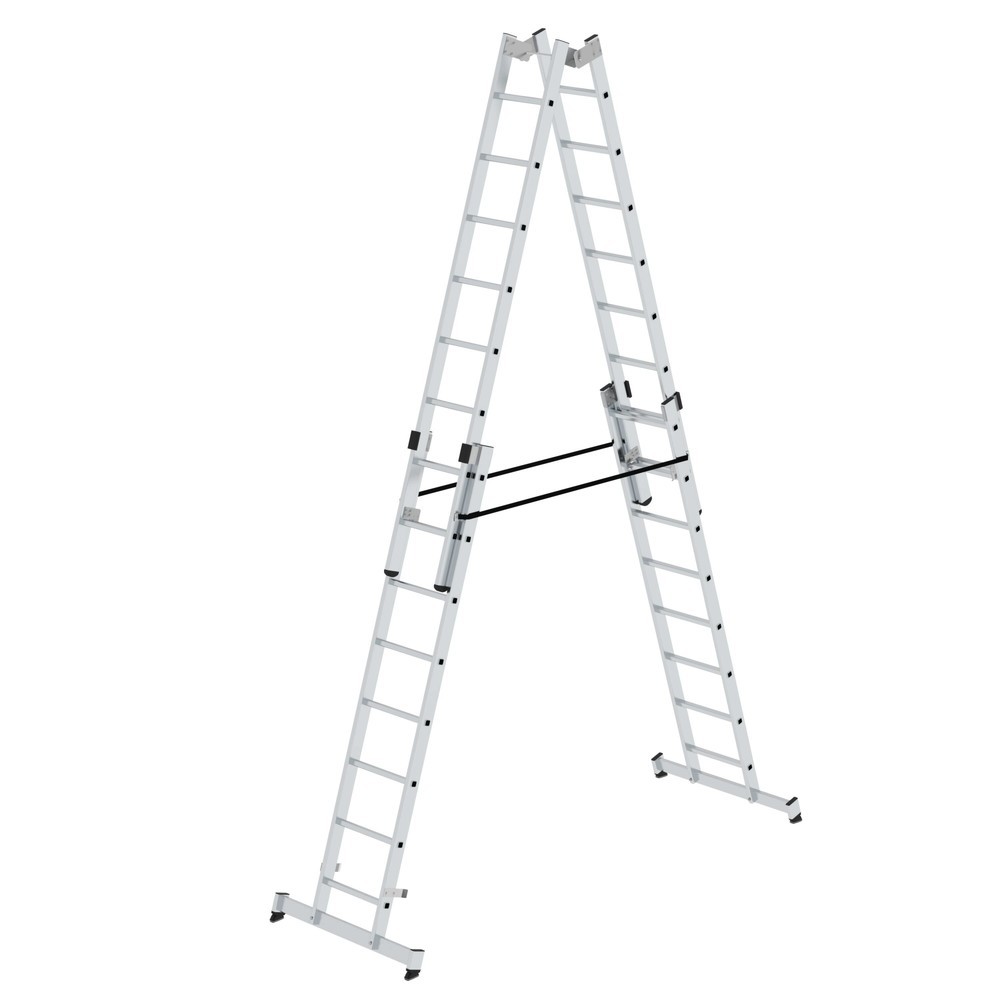 Illustration du produit: Munk Escabeau double à barreaux 4 parties avec traverse nivello®, 4x8 barreaux