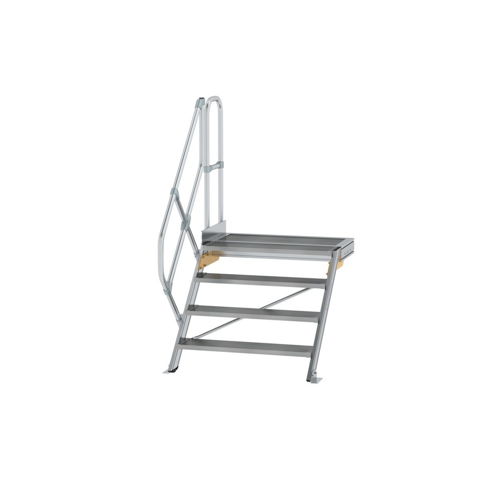 Illustration du produit: Munk Escalier avec plate-forme 45°, largeur de marche 1000 mm, 4 marches, aluminium strié