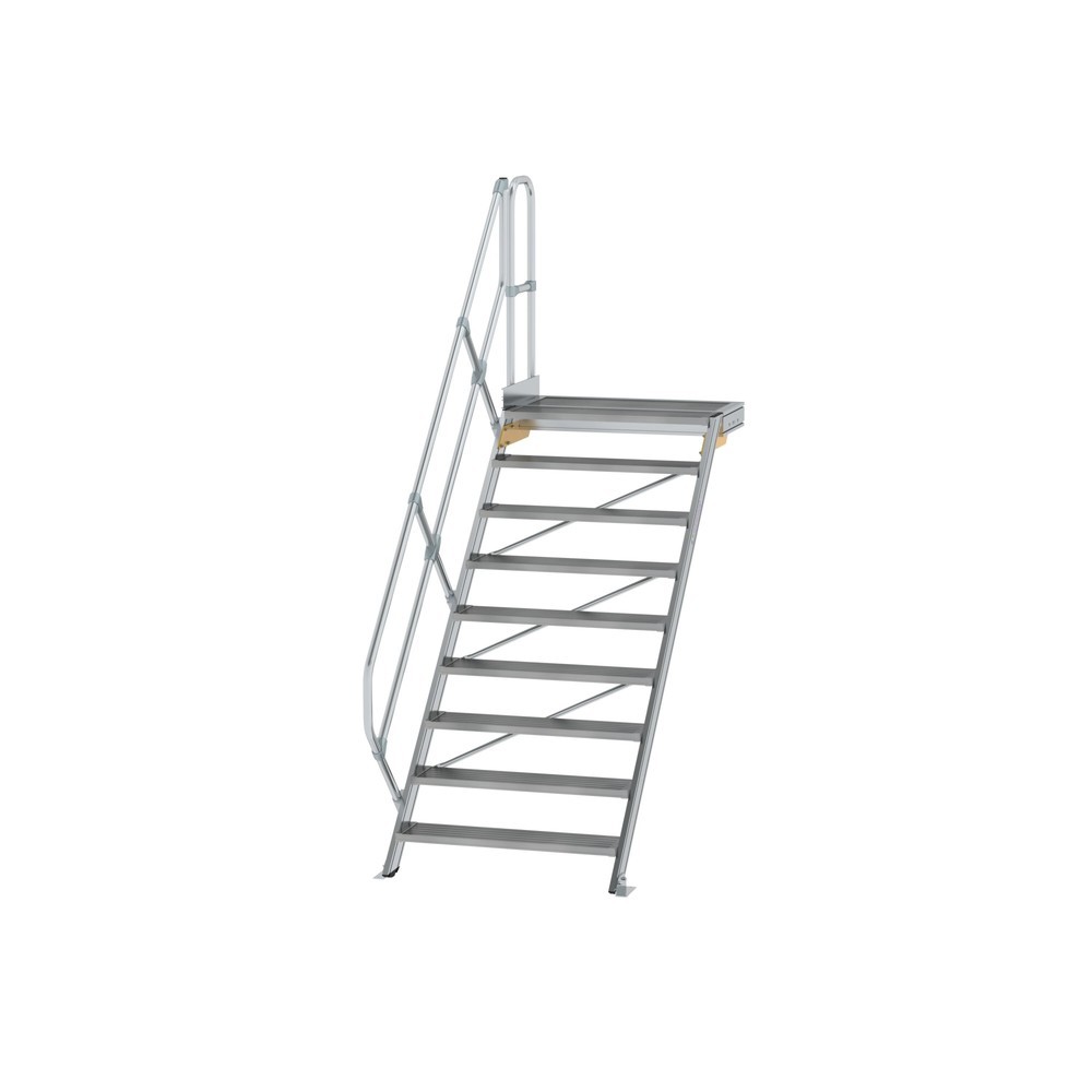 Illustration du produit: Munk Escalier avec plate-forme 45°, largeur de marche 1000 mm, 9 marches, aluminium strié