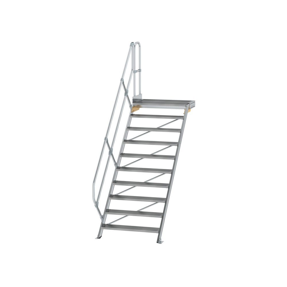 Illustration du produit: Munk Escalier avec plate-forme 45°, largeur de marche 1000 mm, 10 marches, aluminium strié