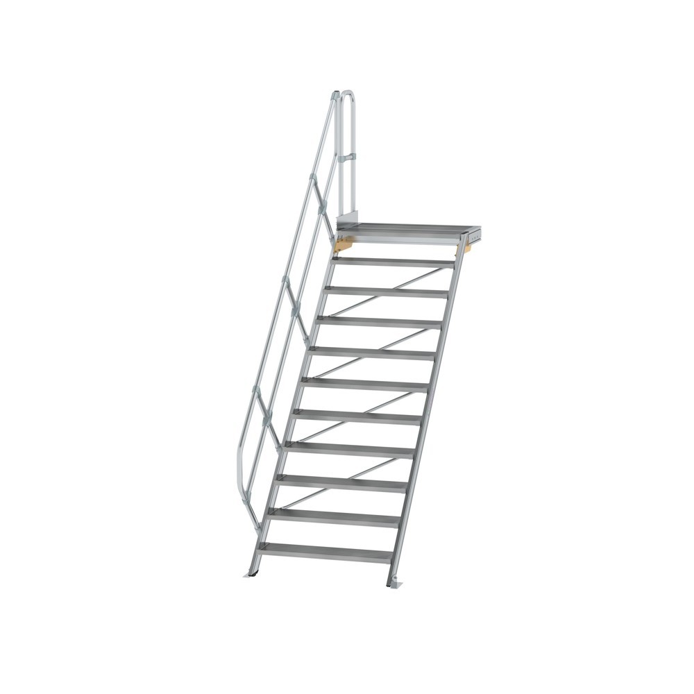 Illustration du produit: Munk Escalier avec plate-forme 45°, largeur de marche 1000 mm, 11 marches, aluminium strié