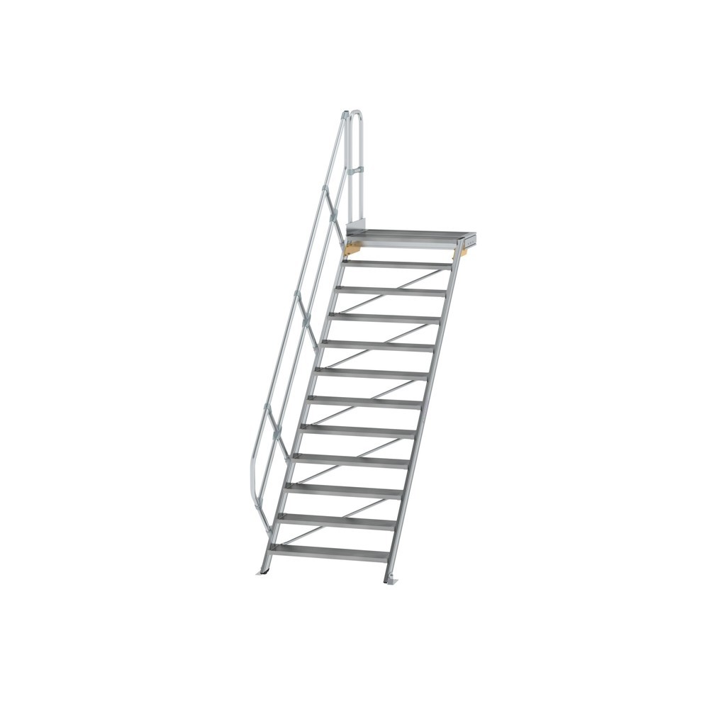 Illustration du produit: Munk Escalier avec plate-forme 45°, largeur de marche 1000 mm, 12 marches, aluminium strié