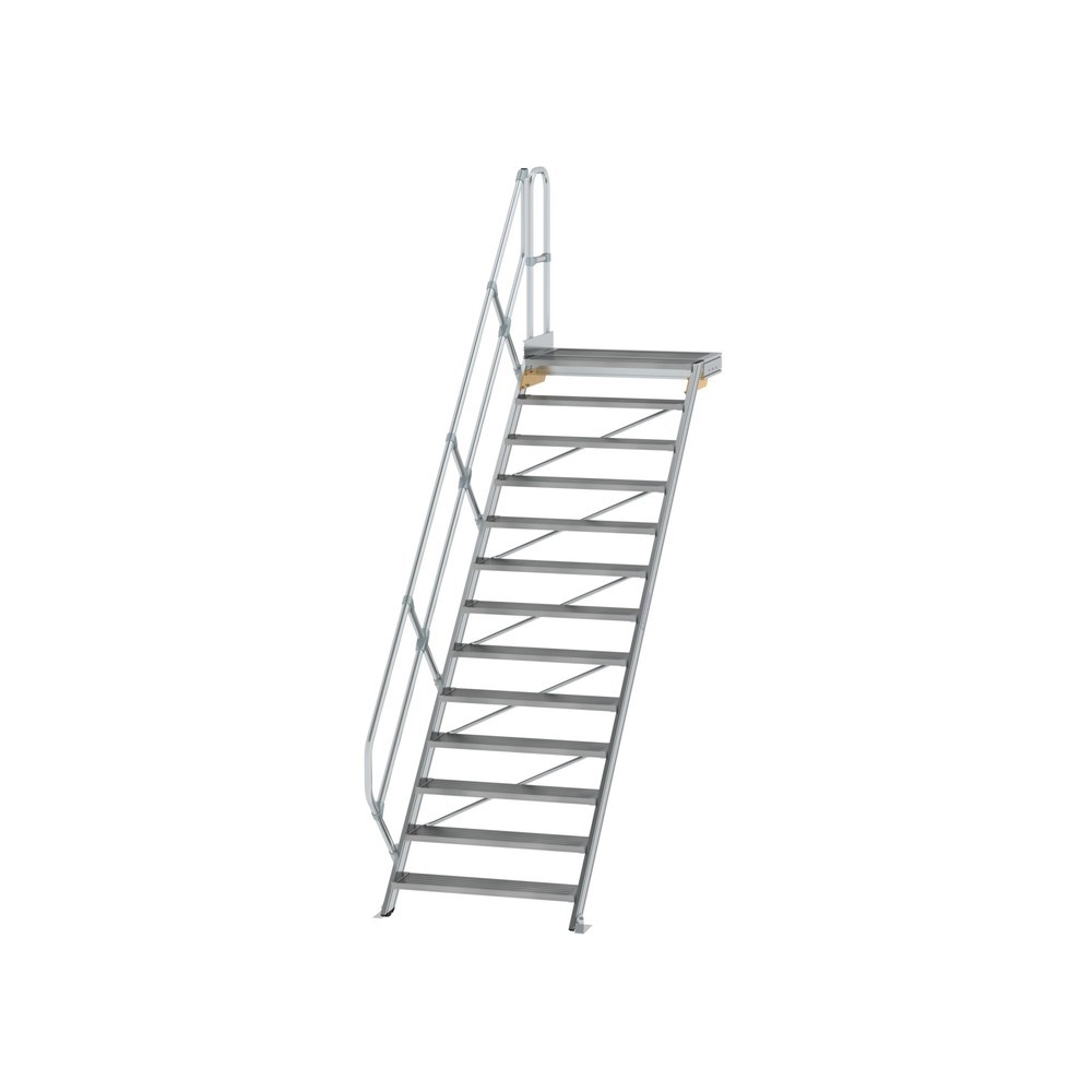Illustration du produit: Munk Escalier avec plate-forme 45°, largeur de marche 1000 mm, 13 marches, aluminium strié