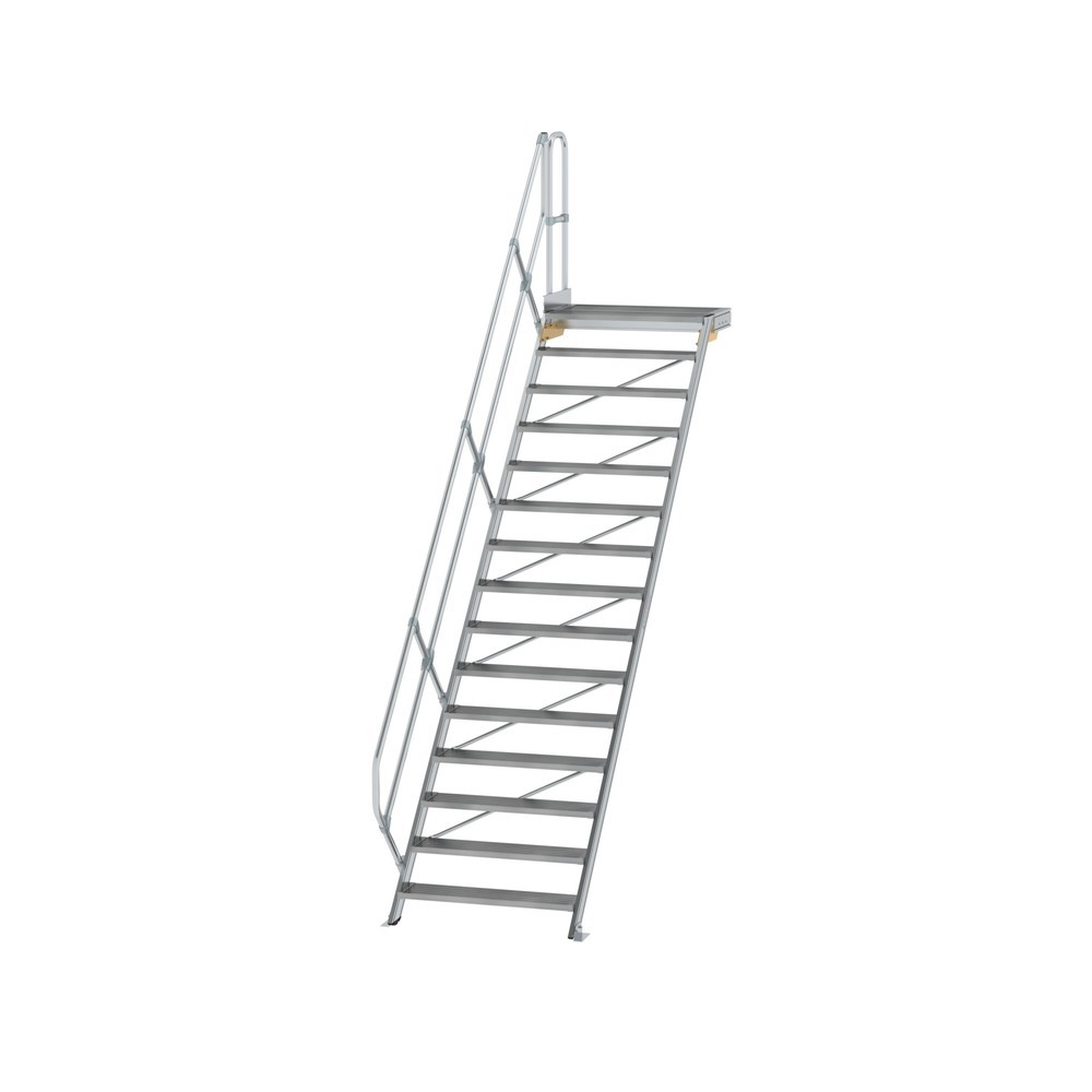Illustration du produit: Munk Escalier avec plate-forme 45°, largeur de marche 1000 mm, 15 marches, aluminium strié