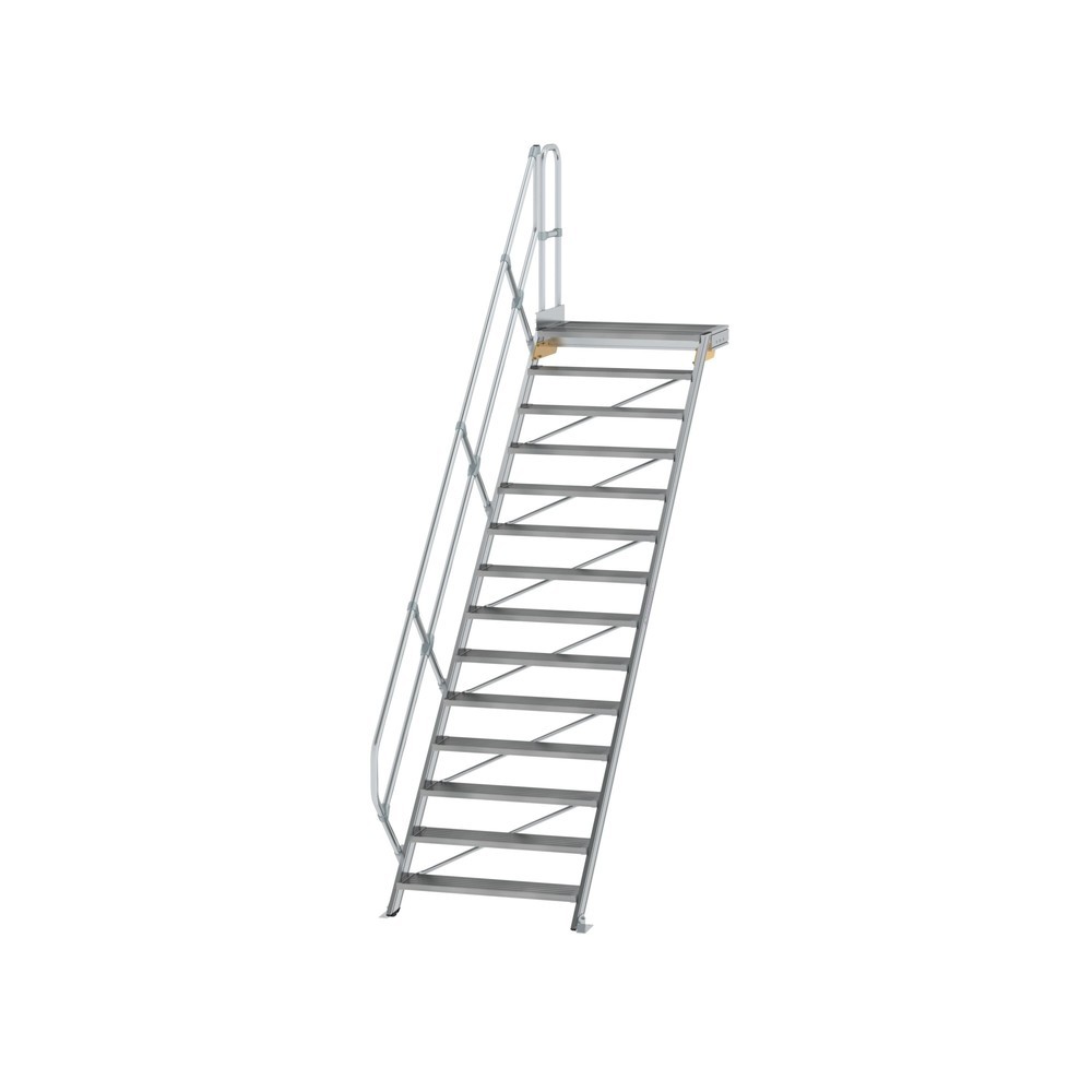 Illustration du produit: Munk Escalier avec plate-forme 45°, largeur de marche 1000 mm, 14 marches, aluminium strié
