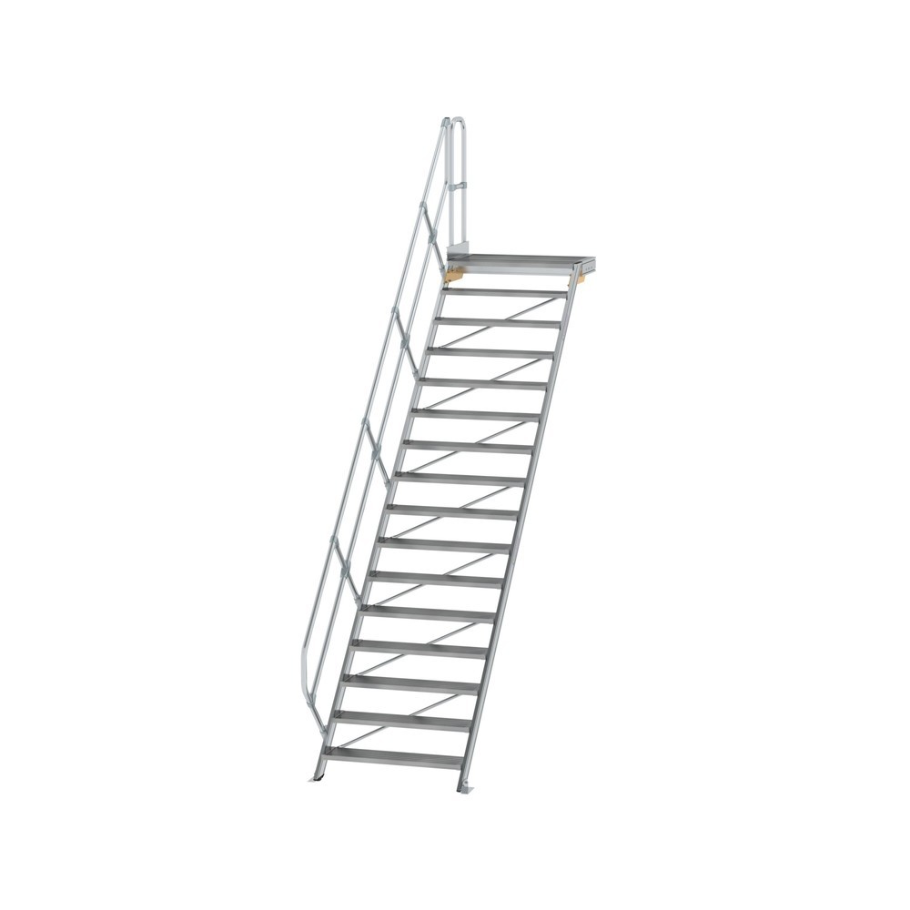 Illustration du produit: Munk Escalier avec plate-forme 45°, largeur de marche 1000 mm, 16 marches, aluminium strié