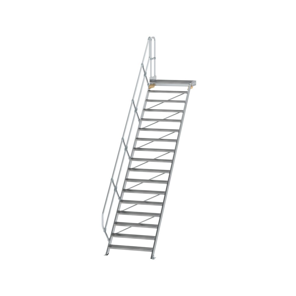 Illustration du produit: Munk Escalier avec plate-forme 45°, largeur de marche 1000 mm, 17 marches, aluminium strié