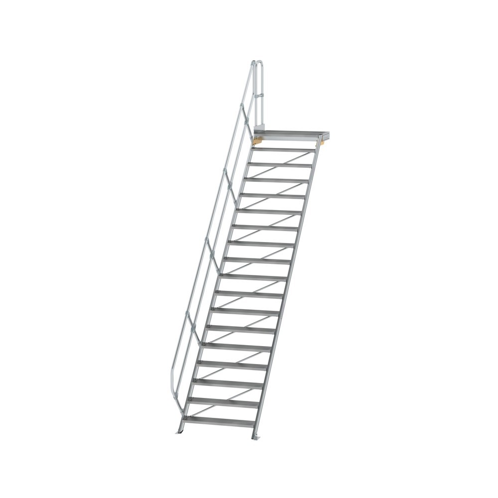 Illustration du produit: Munk Escalier avec plate-forme 45°, largeur de marche 1000 mm, 18 marches, aluminium strié