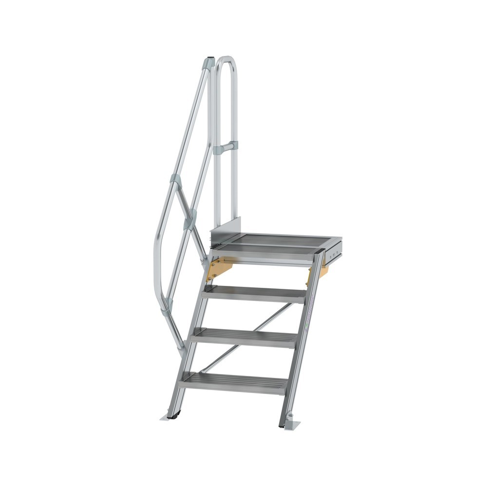 Illustration du produit: Munk Escalier avec plate-forme 45°, largeur de marche 600 mm, 4 marches, aluminium strié