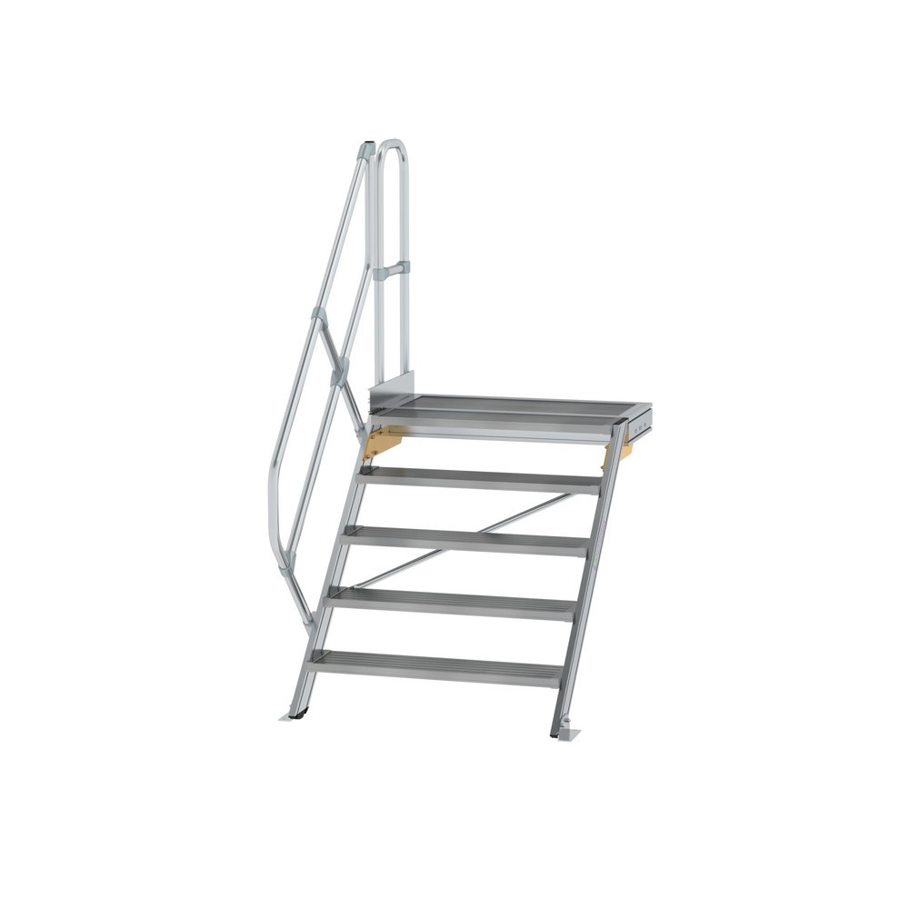 Illustration du produit: Munk Escalier avec plate-forme 45°, largeur de marche 800 mm, 5 marches, aluminium strié
