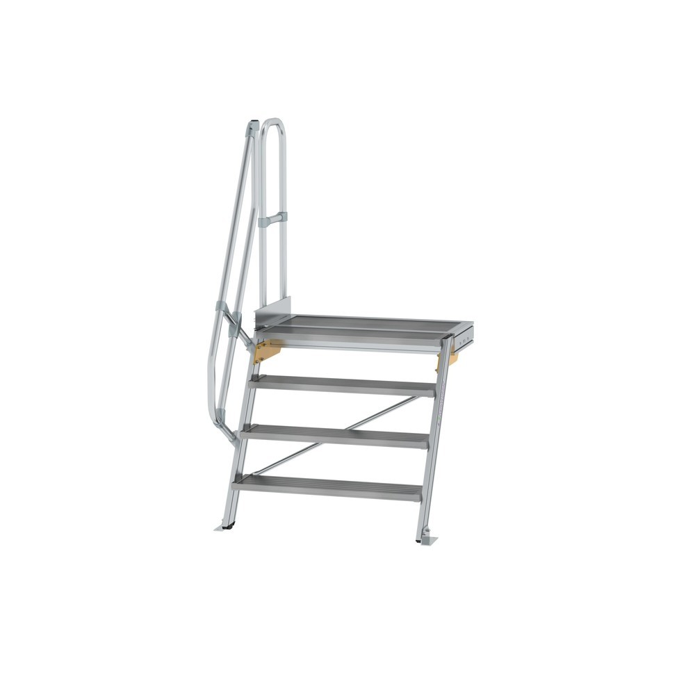Illustration du produit: Munk Escalier avec plate-forme 60°, largeur de marche 1000 mm, 4 marches, aluminium strié