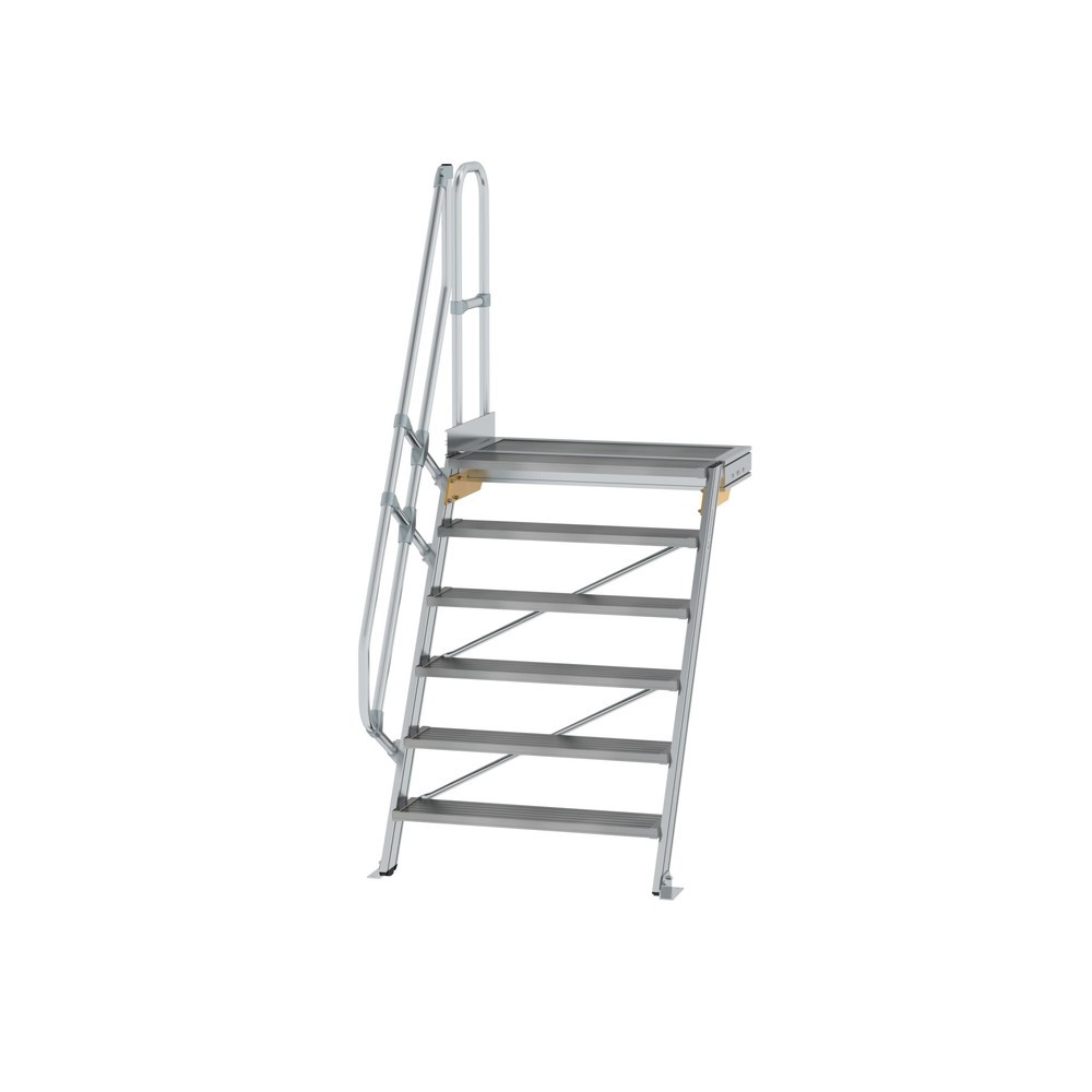 Illustration du produit: Munk Escalier avec plate-forme 60°, largeur de marche 1000 mm, 6 marches, aluminium strié