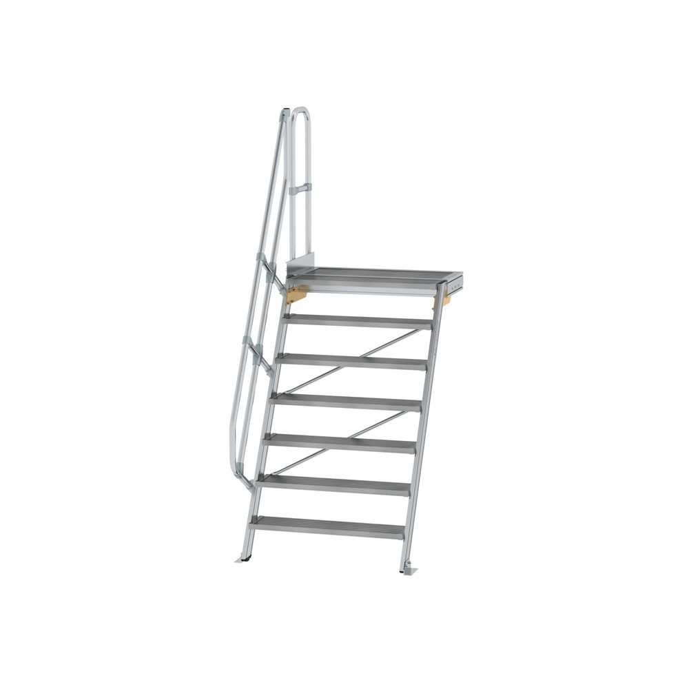 Illustration du produit: Munk Escalier avec plate-forme 60°, largeur de marche 1000 mm, 7 marches, aluminium strié