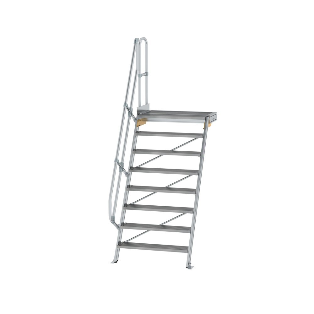 Illustration du produit: Munk Escalier avec plate-forme 60°, largeur de marche 1000 mm, 8 marches, aluminium strié