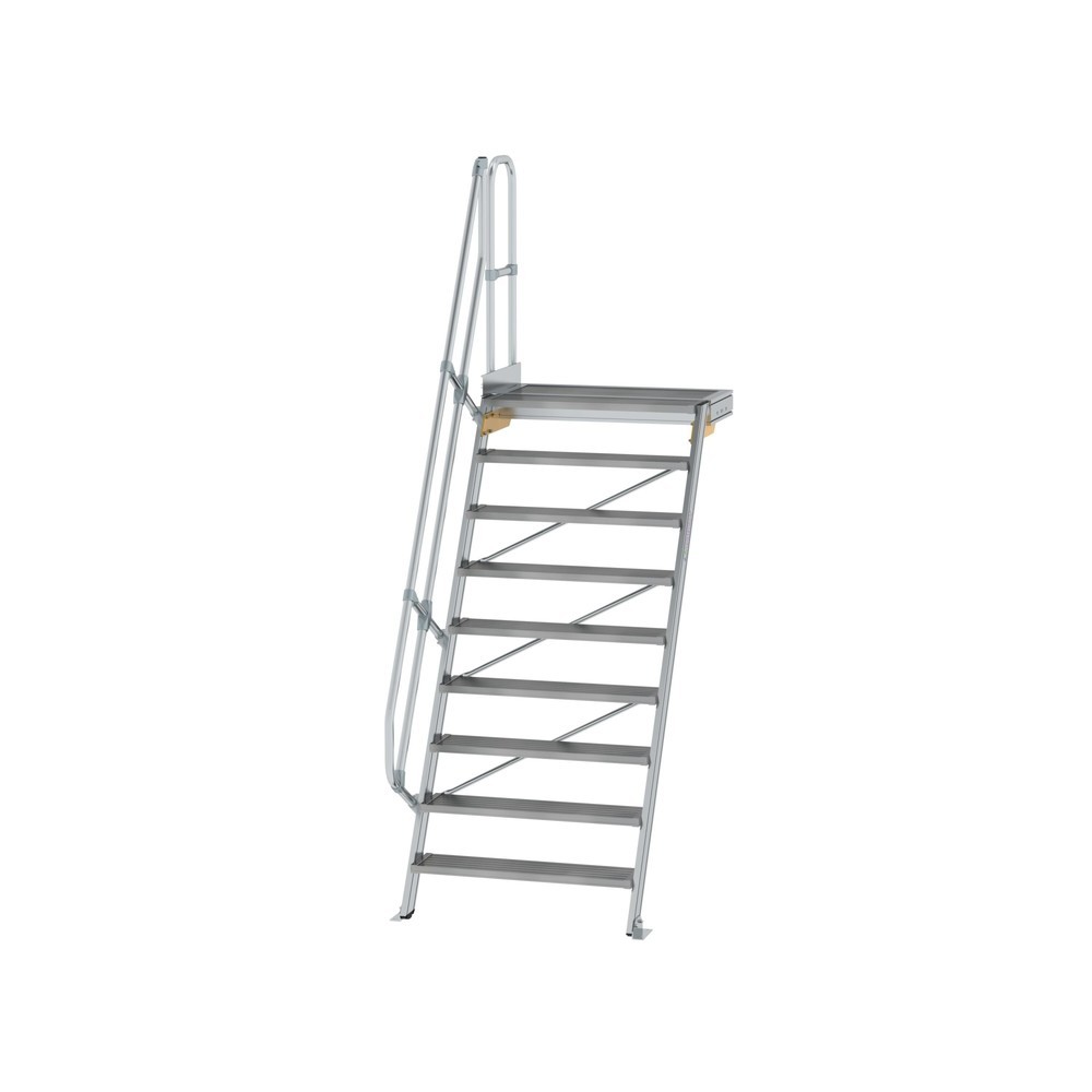Illustration du produit: Munk Escalier avec plate-forme 60°, largeur de marche 1000 mm, 9 marches, aluminium strié