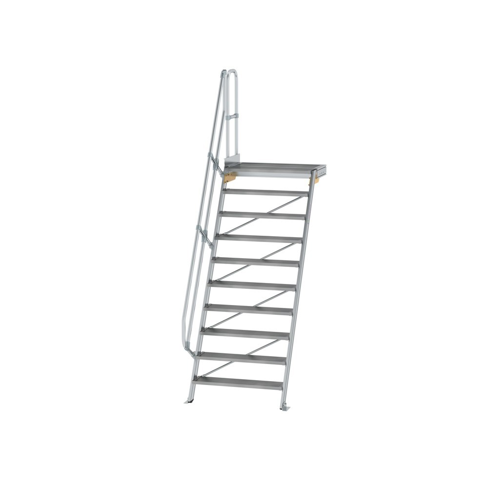 Illustration du produit: Munk Escalier avec plate-forme 60°, largeur de marche 1000 mm, 10 marches, aluminium strié