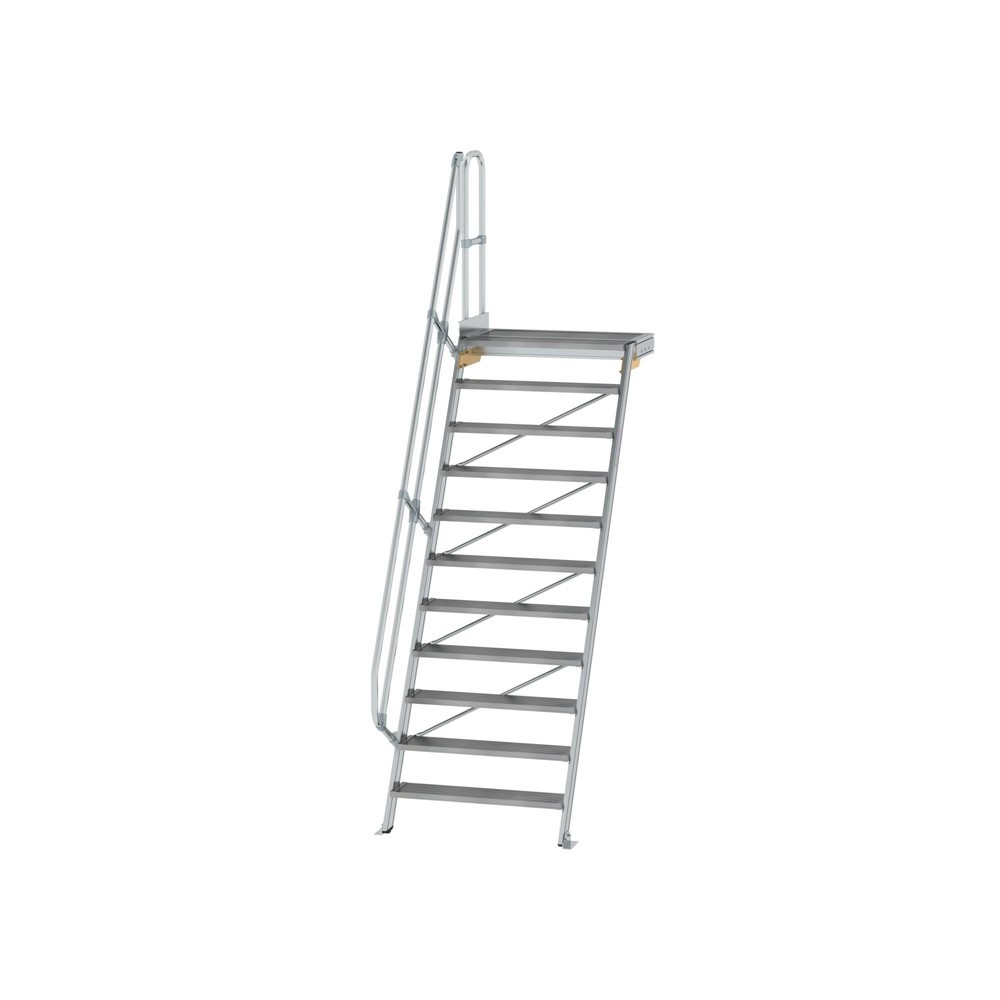 Illustration du produit: Munk Escalier avec plate-forme 60°, largeur de marche 1000 mm, 11 marches, aluminium strié