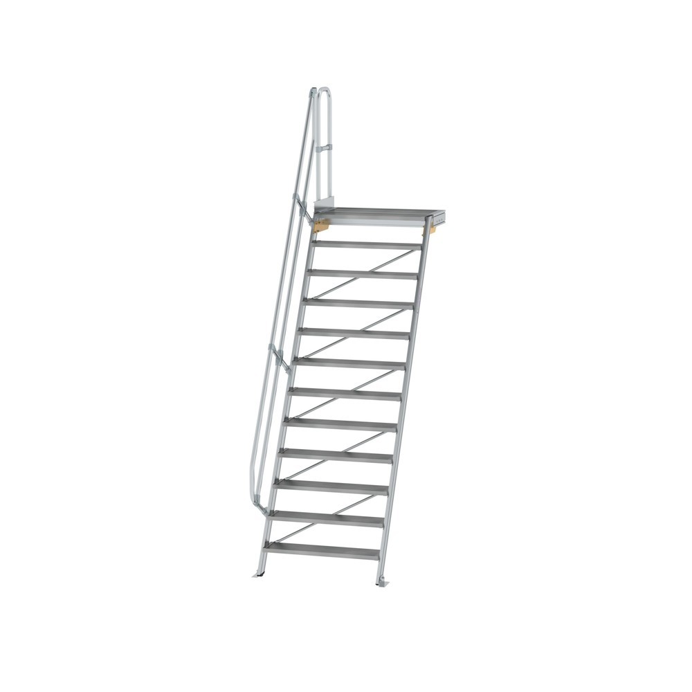 Illustration du produit: Munk Escalier avec plate-forme 60°, largeur de marche 1000 mm, 12 marches, aluminium strié