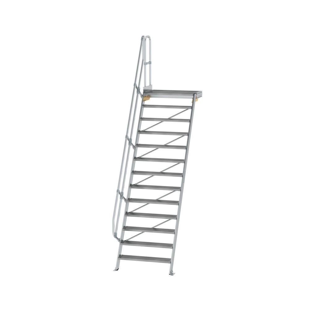 Illustration du produit: Munk Escalier avec plate-forme 60°, largeur de marche 1000 mm, 13 marches, aluminium strié
