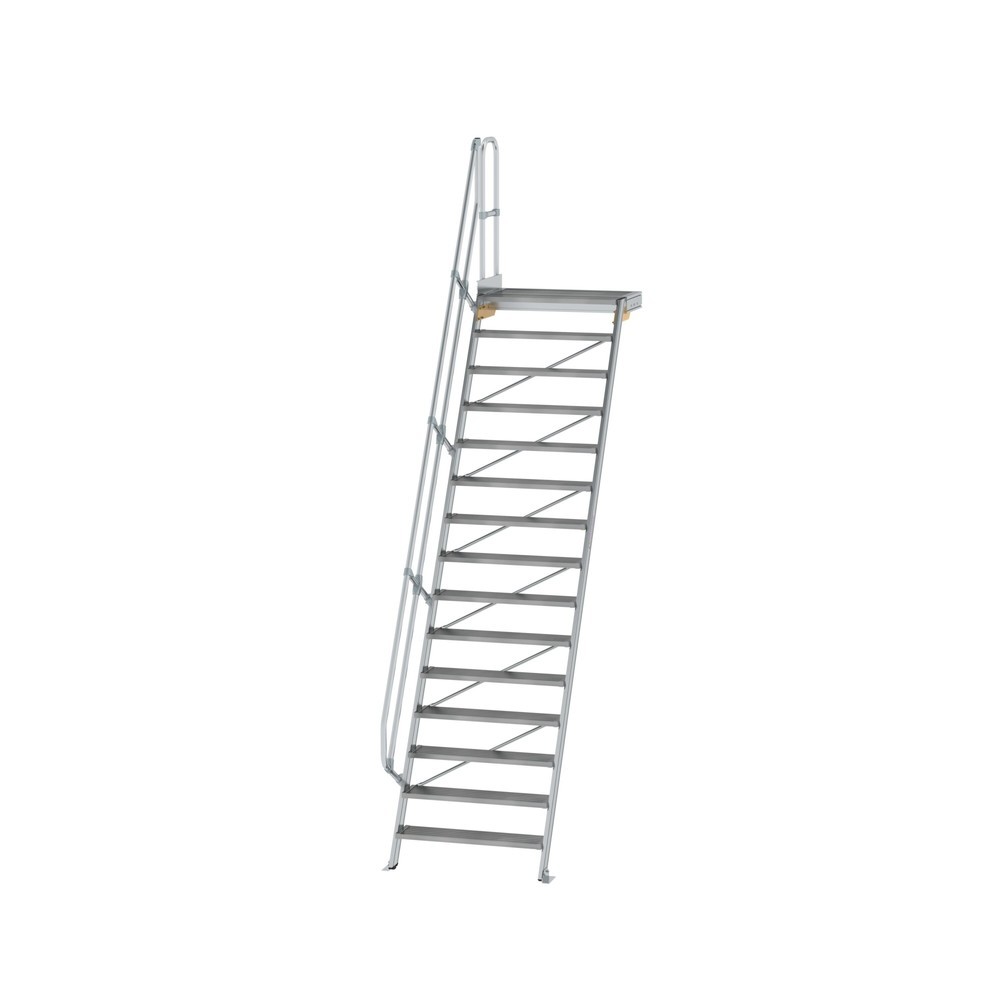Illustration du produit: Munk Escalier avec plate-forme 60°, largeur de marche 1000 mm, 15 marches, aluminium strié