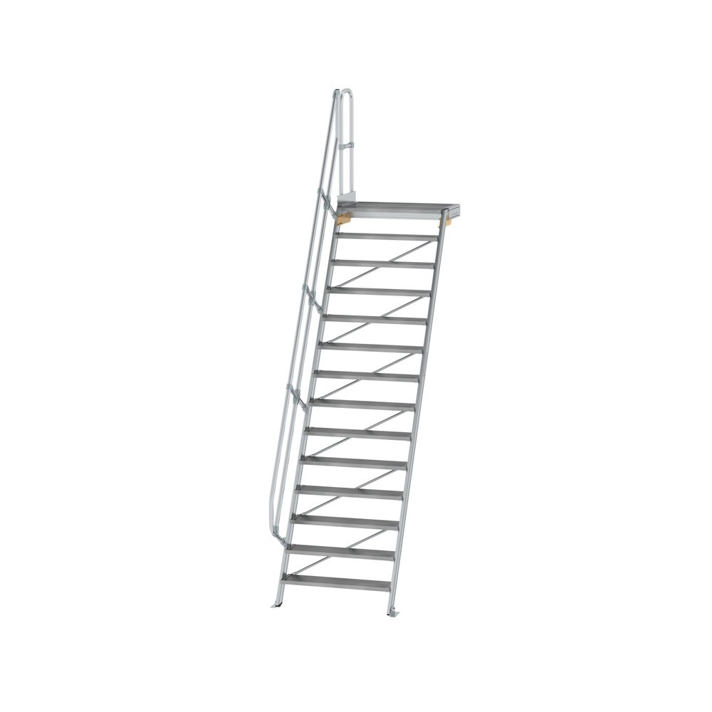 Illustration du produit: Munk Escalier avec plate-forme 60°, largeur de marche 1000 mm, 14 marches, aluminium strié