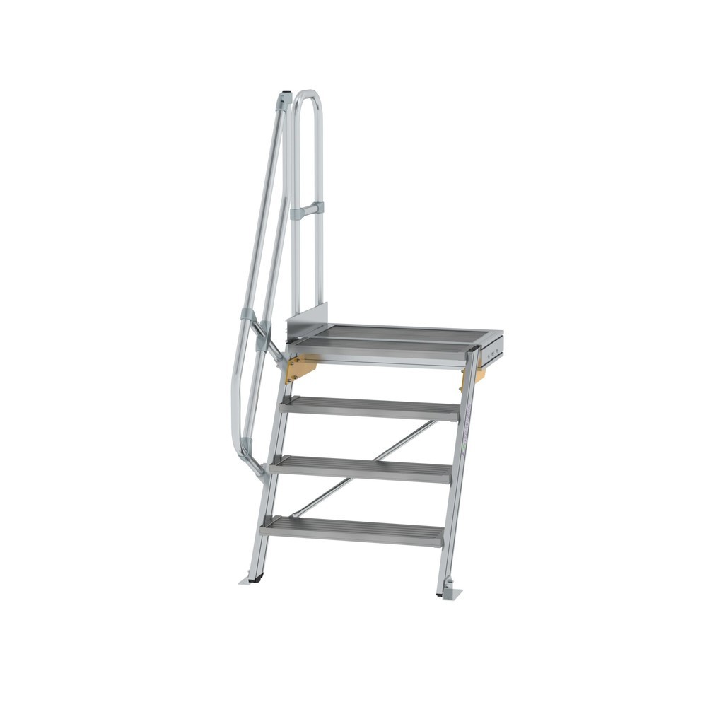 Illustration du produit: Munk Escalier avec plate-forme 60°, largeur de marche 800 mm, 4 marches, aluminium strié