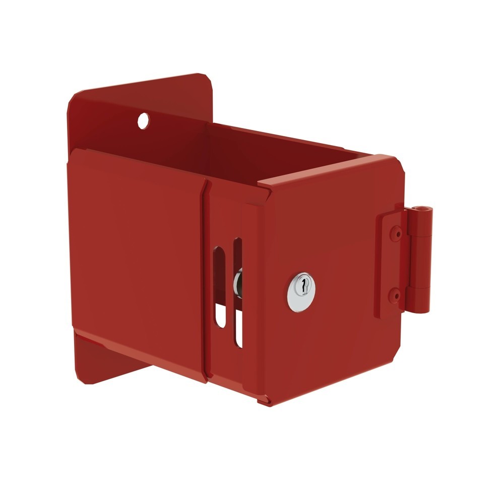 Produktabbildung: Munk Leiterhalter pulverbeschichtet RAL 3000 mit CL1-Schloss