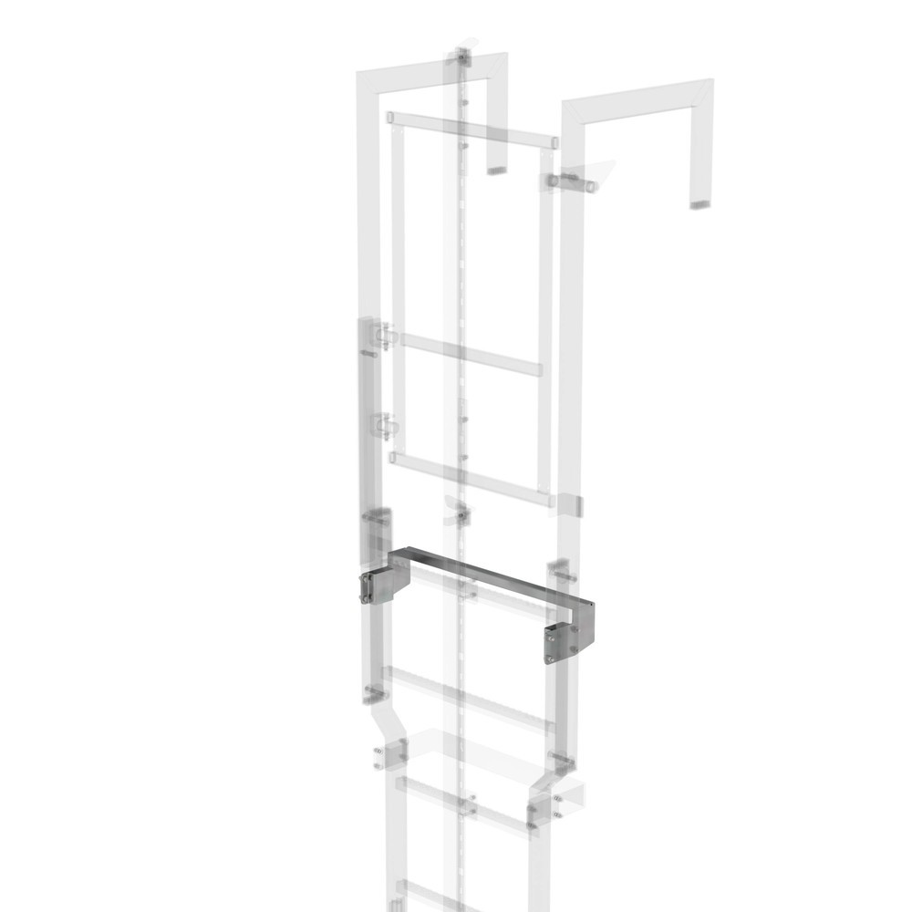 Illustration du produit: Munk Marche de sortie adaptée à la porte de sécurité avec rail de protection anti-chute Acier galvanisé Largeur de fente 100 mm