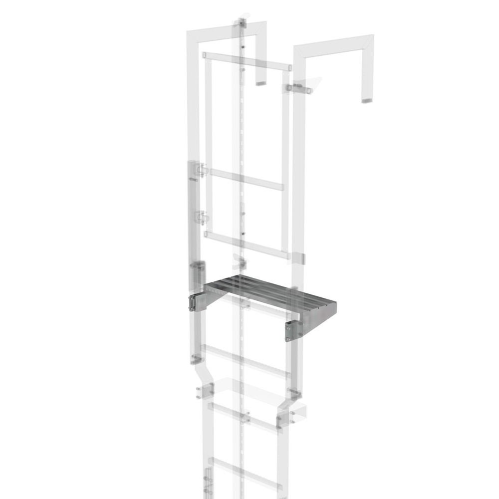 Illustration du produit: Munk Marche de sortie adaptée à la porte de sécurité avec rail de protection anti-chute Acier galvanisé Largeur de fente 250 mm