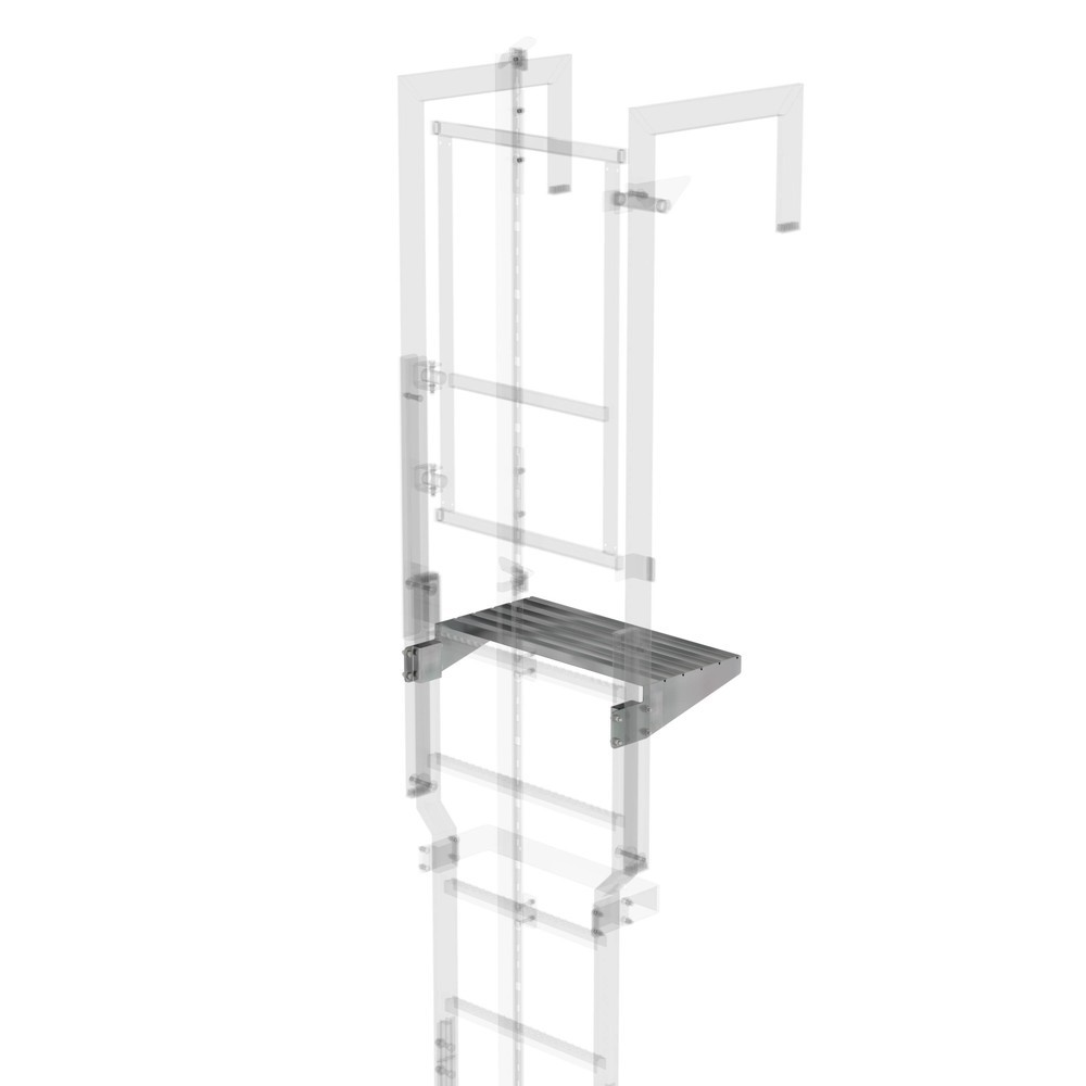 Illustration du produit: Munk Marche de sortie adaptée à la porte de sécurité avec rail de protection anti-chute Acier galvanisé Largeur de fente 300 mm