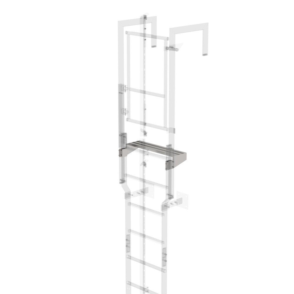 Illustration du produit: Munk Marche de sortie adaptée à la porte de sécurité avec rail de protection anti-chute Acier inoxydable, fente 200 mm