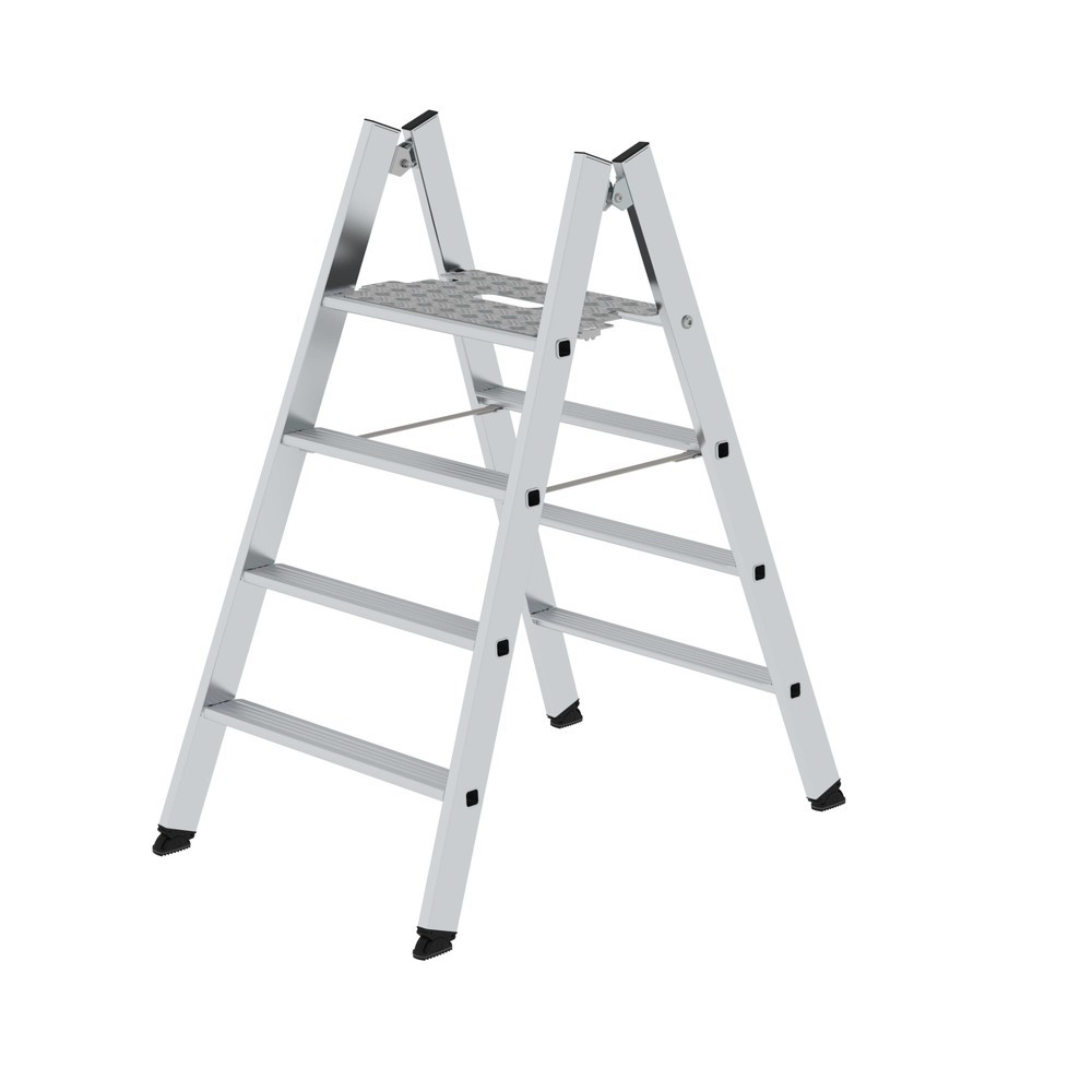 N° de l'image du produit 1 : Munk Marchepied pliable avec marches accessibles des deux côtés en alu naturel, 4 marches