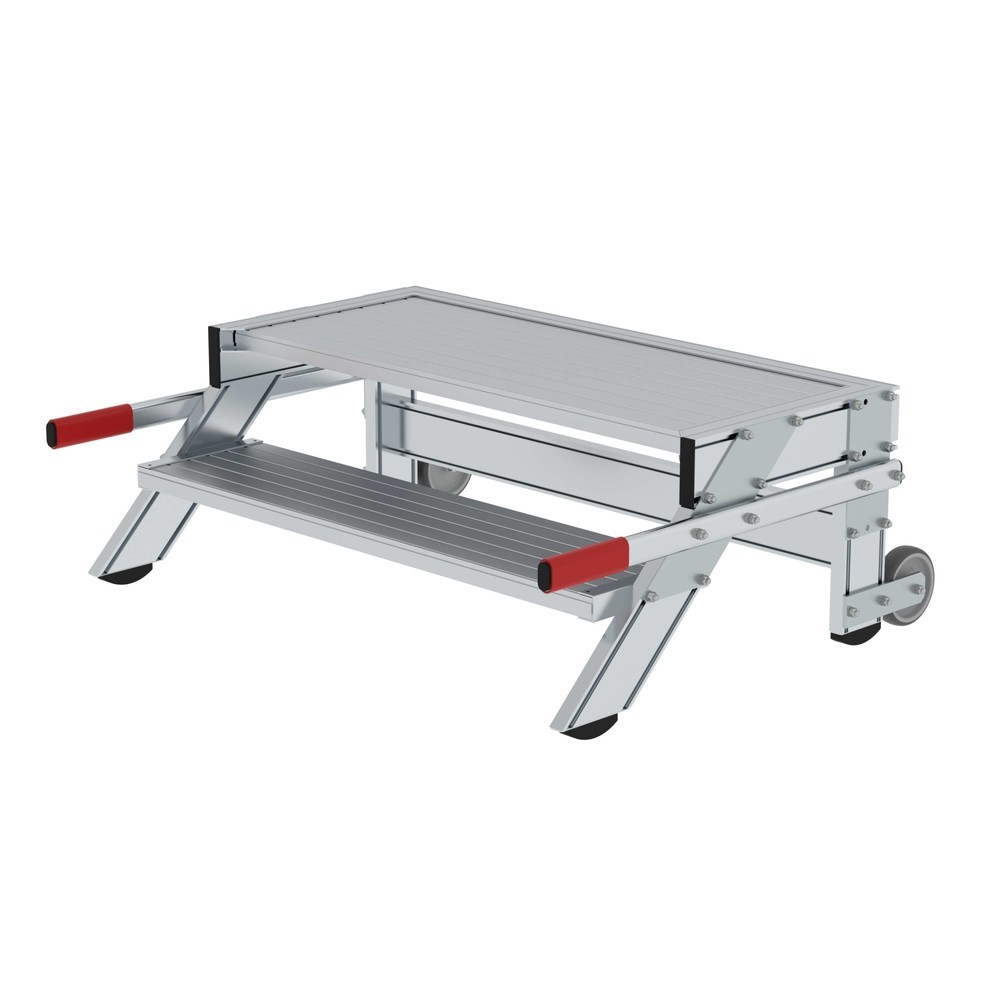 Illustration du produit: Munk Plate-forme de travail mobile, largeur de plate-forme 1 000 mm, aluminium strié, 2 niveaux
