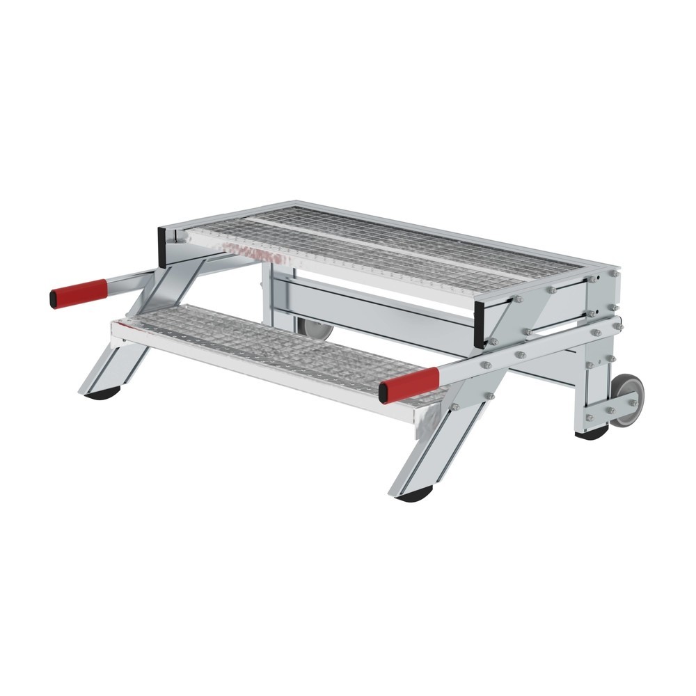 Illustration du produit: Munk Plate-forme de travail mobile, largeur de plate-forme 1 000 mm, caillebotis en acier, 2 niveaux