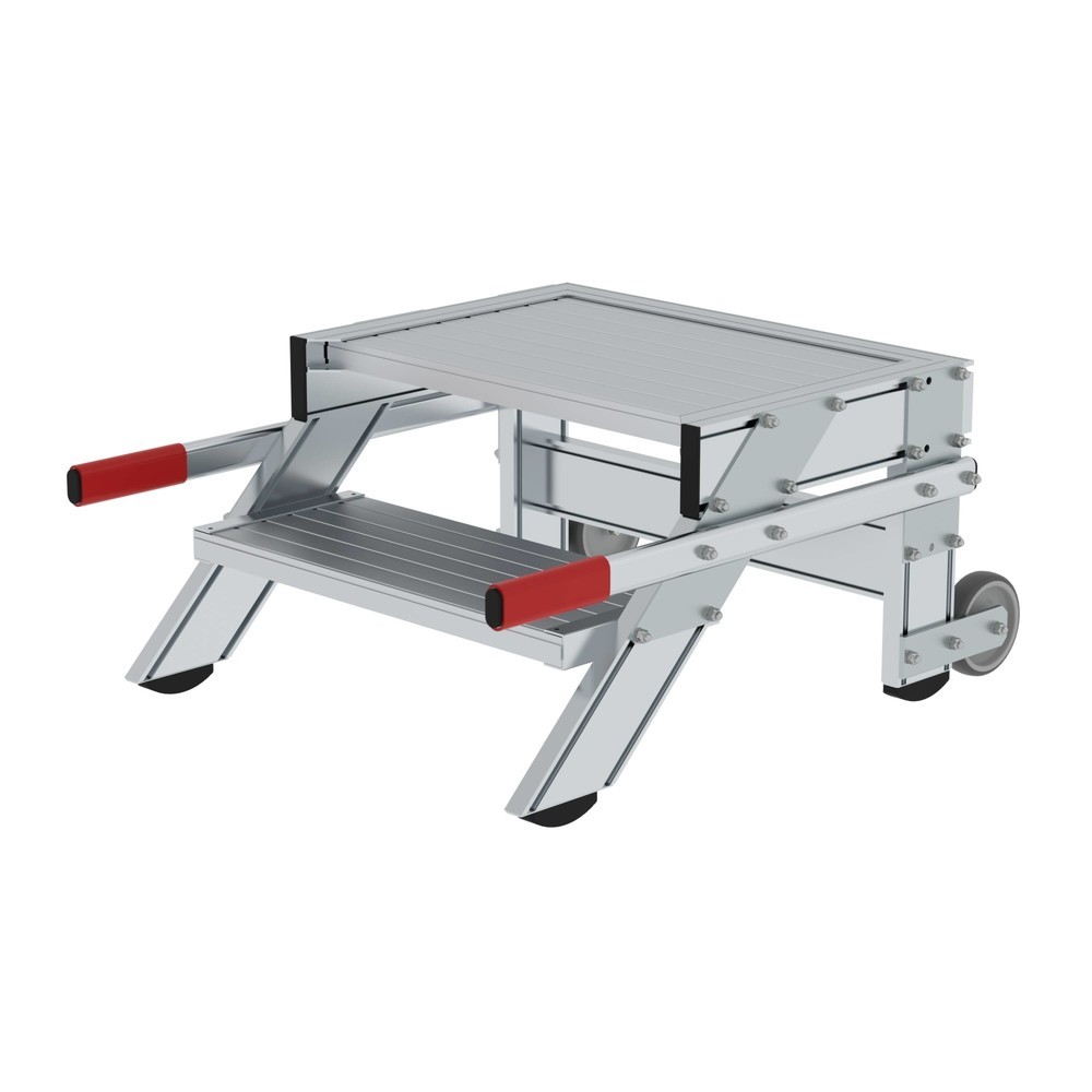 Illustration du produit: Munk Plate-forme de travail mobile, largeur de plate-forme 600 mm, aluminium strié, 2 niveaux