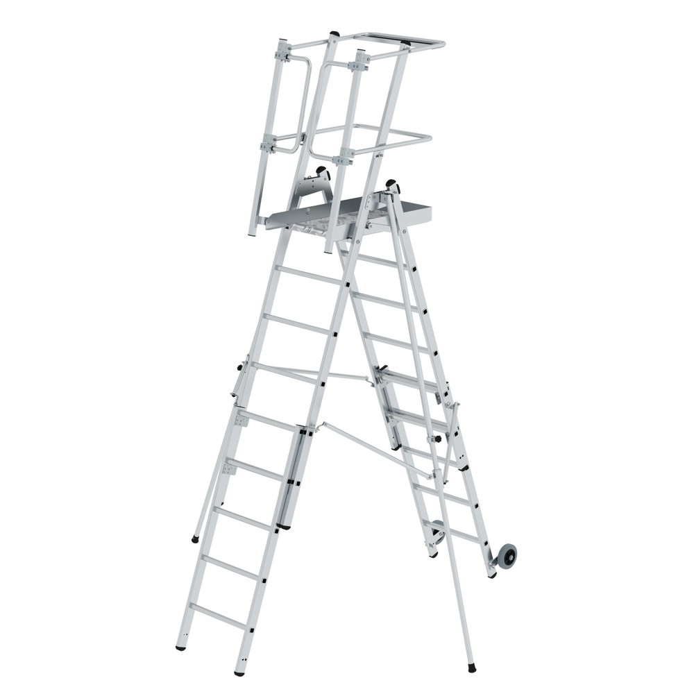 Produktabbildung Nr. 1: Munk Plattformleiter FlexxStep 6 Sprossen mit Teleskopaufsatz 3 Sprossen