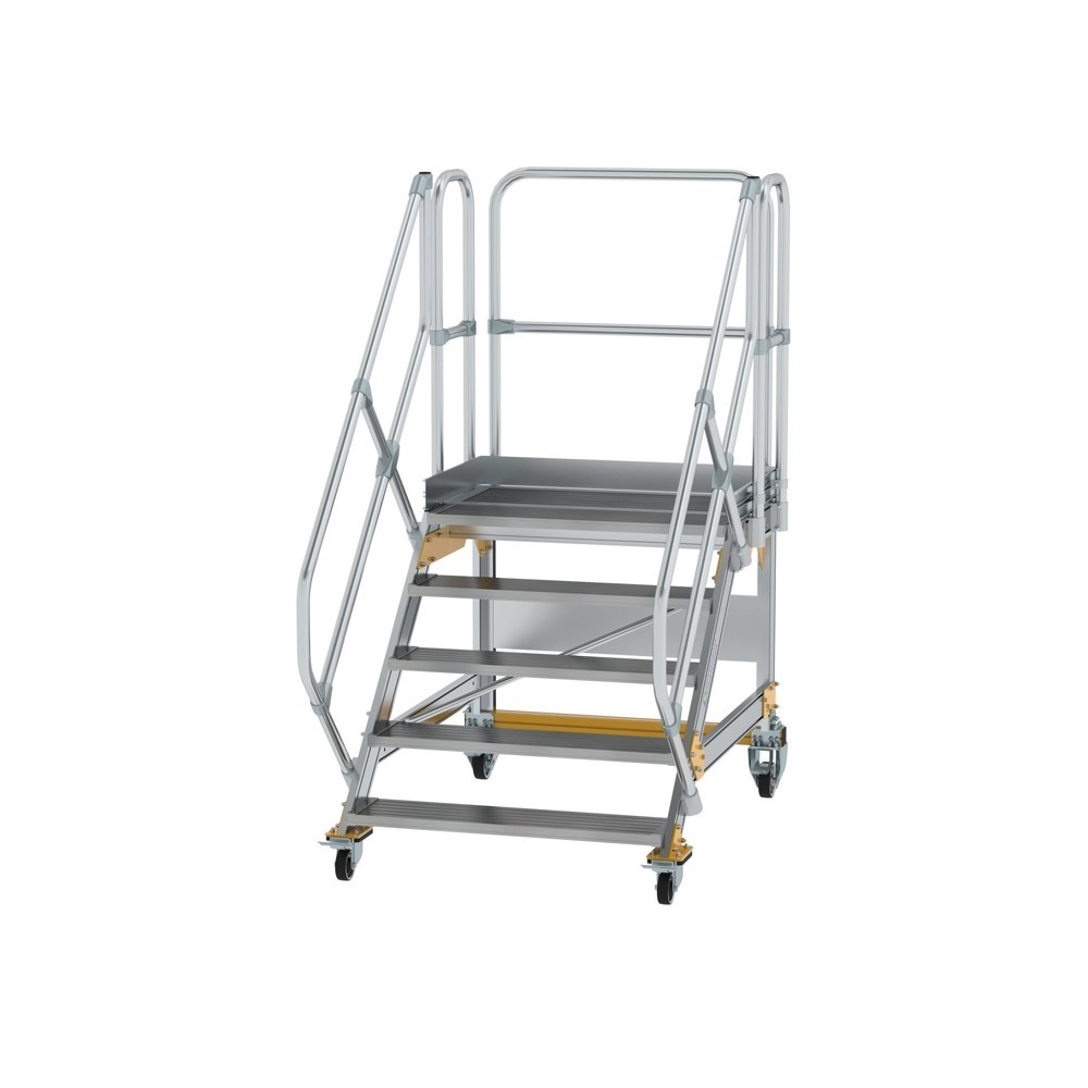 Produktabbildung: Munk Plattformtreppe 45° fahrbar Stufenbreite 1000mm 5 Stufen Aluminium geriffelt
