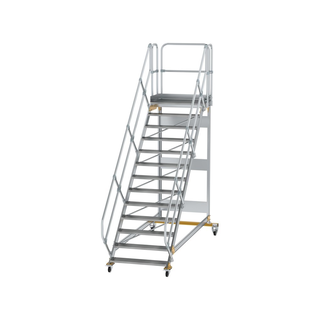 Produktabbildung: Munk Plattformtreppe 45° fahrbar Stufenbreite 1000mm 13 Stufen Aluminium geriffelt
