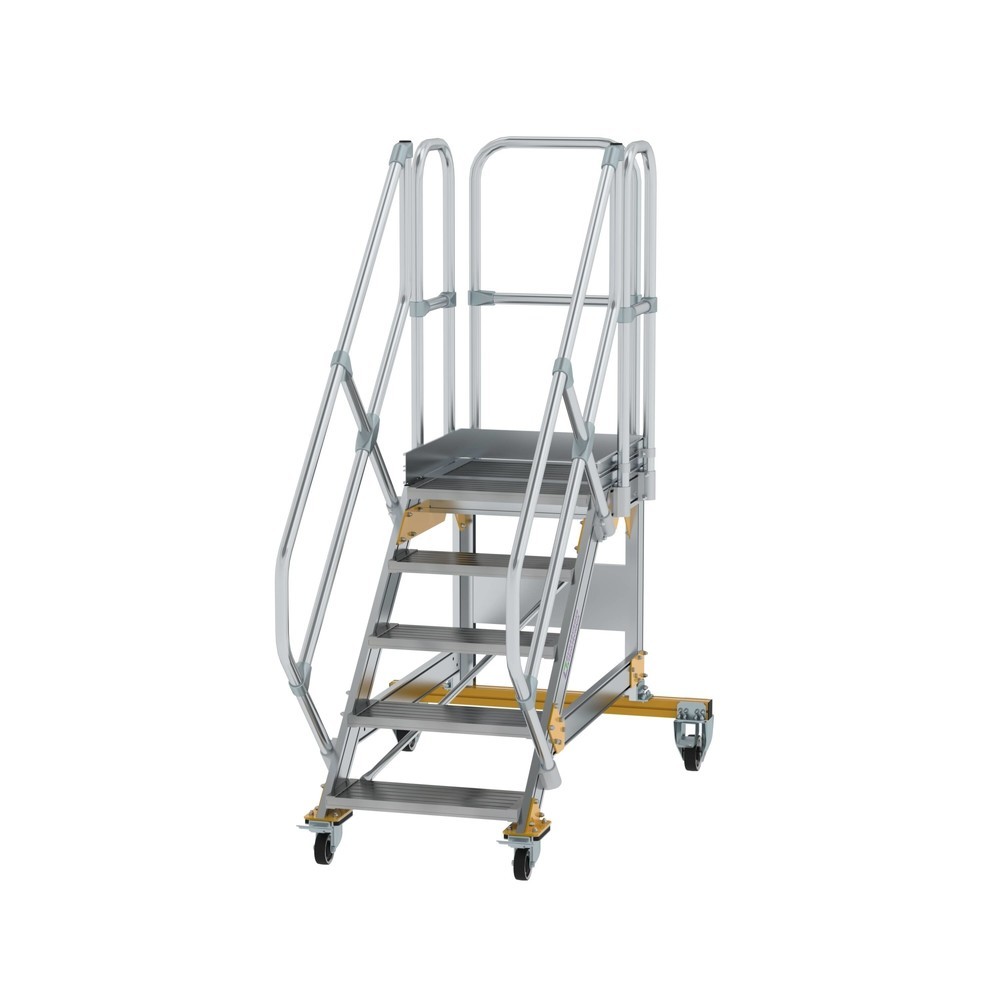 Produktabbildung: Munk Plattformtreppe 45° fahrbar Stufenbreite 600 mm 5 Stufen Aluminium geriffelt