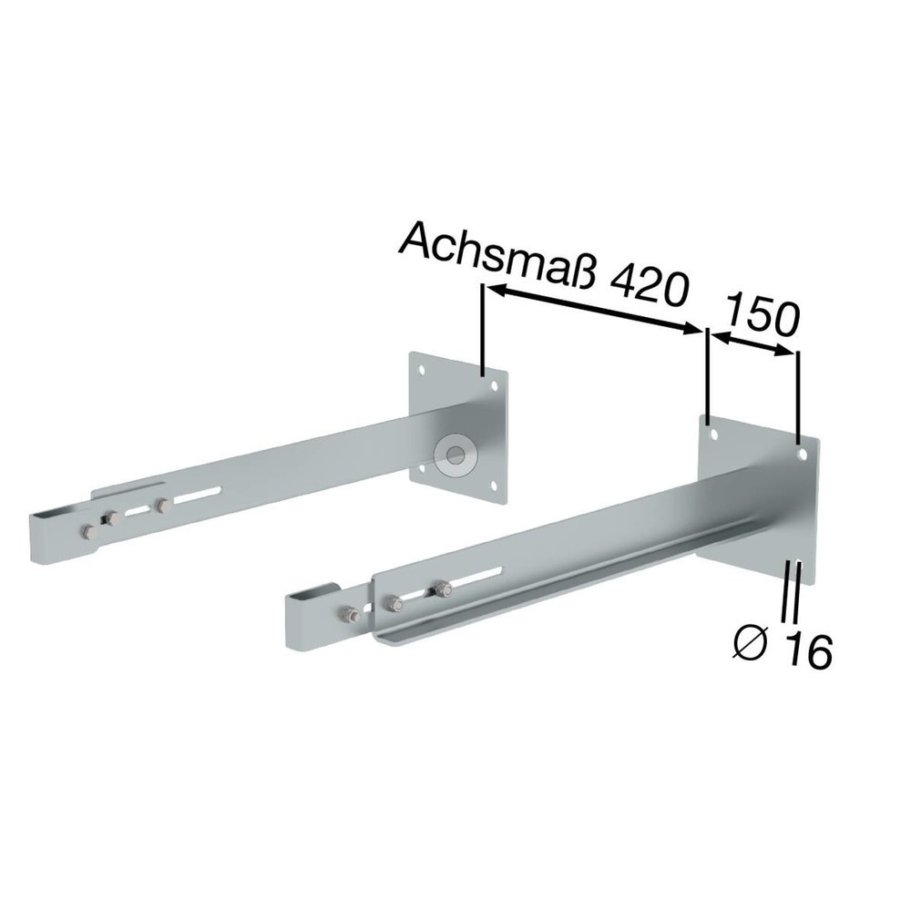 Produktabbildung Nr. 2: Munk Sonderwandhalter, starr 700-800mm, Edelstahl