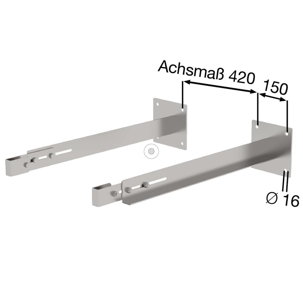 Produktabbildung Nr. 2: Munk Sonderwandhalter, starr 800-900mm, Edelstahl