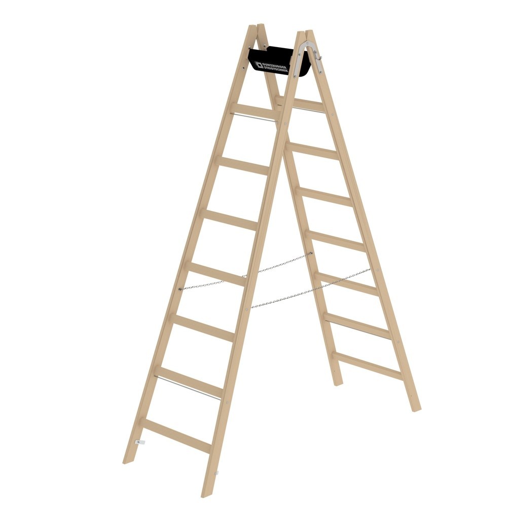 Produktabbildung Nr. 1: Munk Sprossen-Stehleiter Holz 2x8 Sprossen