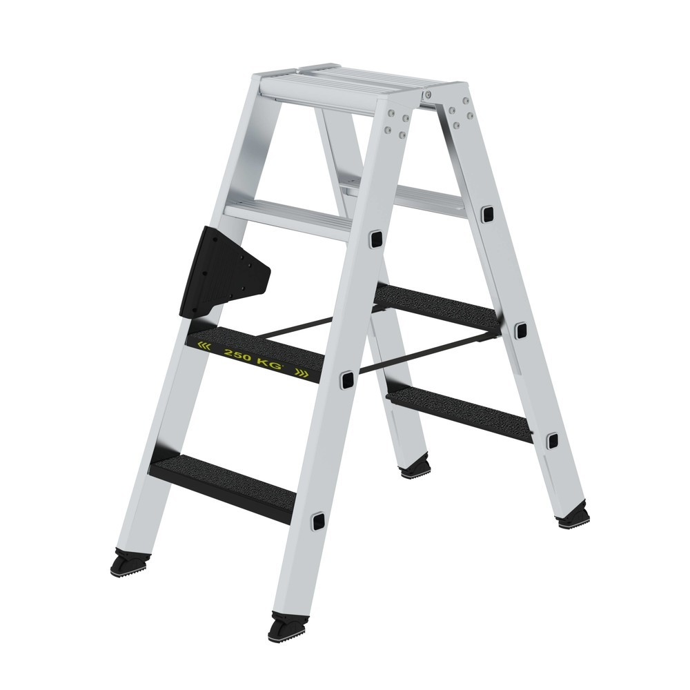 Munk Stufen-Stehleiter 250 kg beidseitig begehbar mit clip-step R13 2x4 Stufen Produktabbildung: Munk Stufen-Stehleiter 250 kg beidseitig begehbar mit clip-step R13 2x4 Stufen