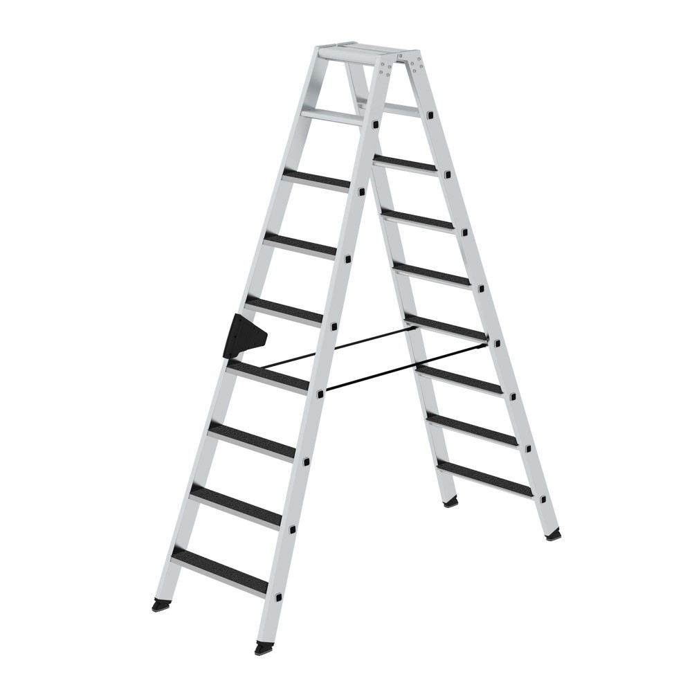 Produktabbildung: Munk Stufen-Stehleiter beidseitig begehbar mit clip-step R13 2x9 Stufen