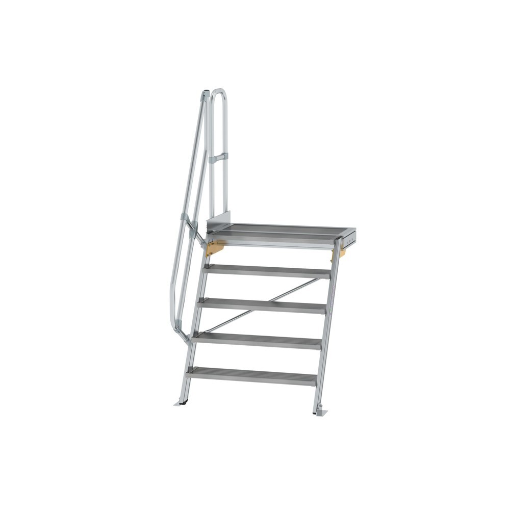 Produktabbildung: Munk Treppe mit Plattform 60° Stufenbreite 1000 mm 5 Stufen Aluminium geriffelt