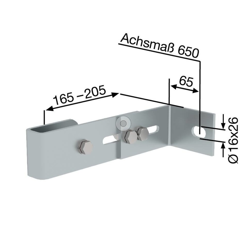 Produktabbildung Nr. 2: Munk Wandhalter, verstellbar 165-205mm, Stahl-verzinkt