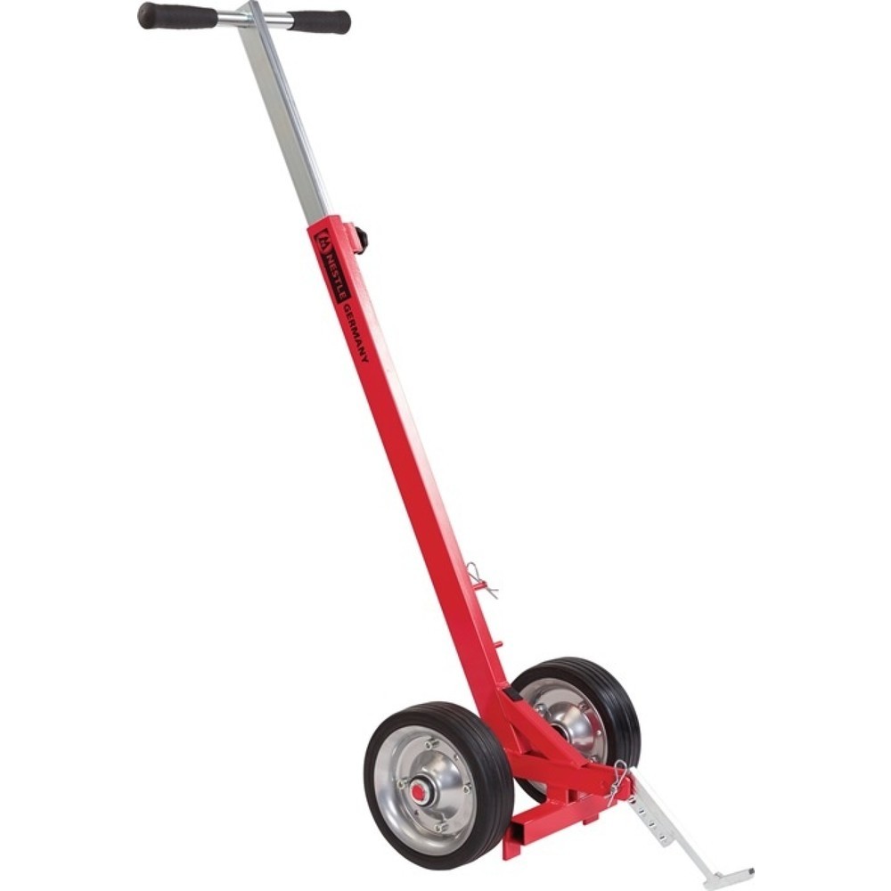 Produktabbildung: NESTLE Kanaldeckelheber, fahrbar, Länge 980-1480 mm, rot pulverbeschichtet