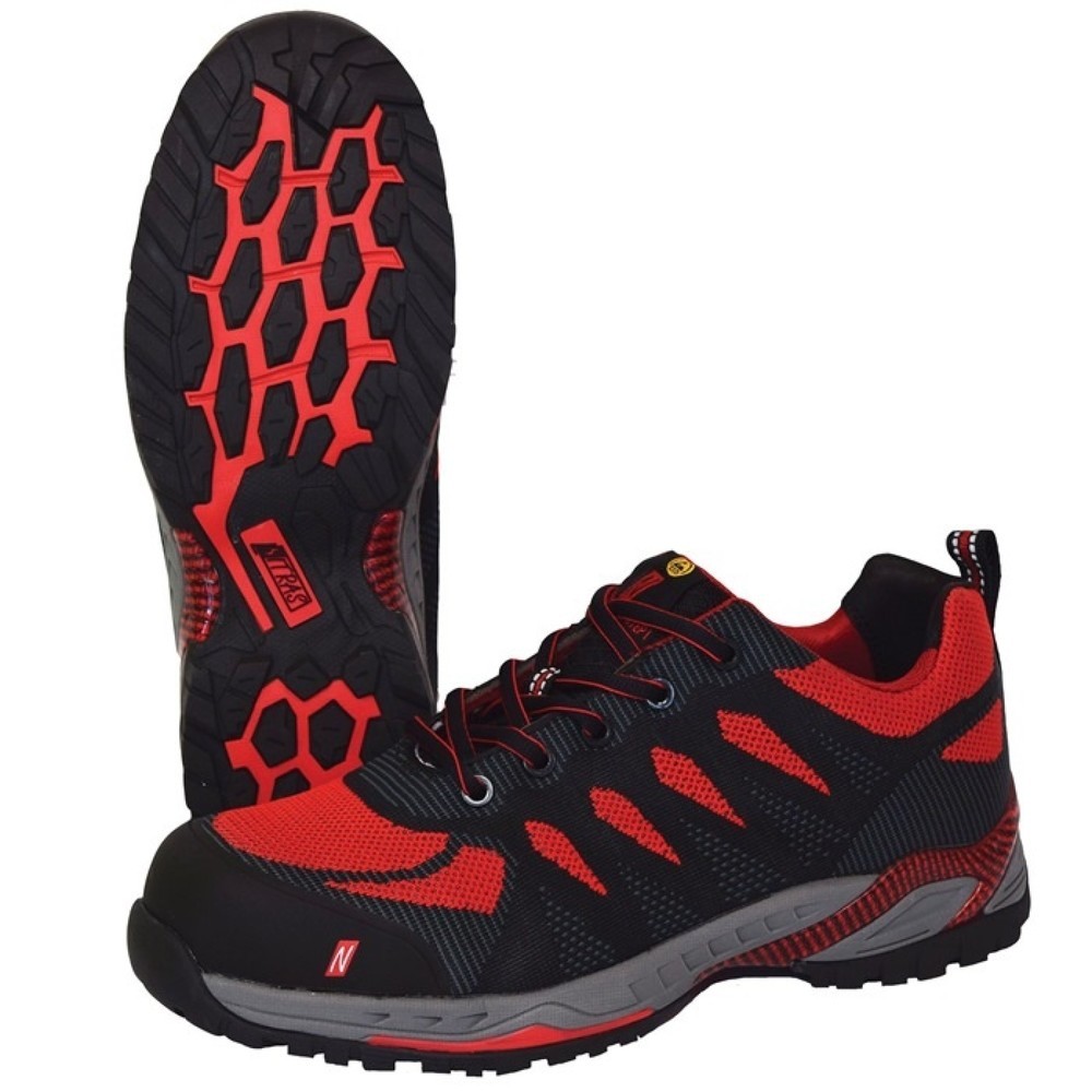 Produktabbildung Nr. 2: NITRAS Sicherheitsschuh PRO STEP, S1P SRC ESD EN ISO 20345, EN 61340-4-3, Grösse 43 schwarz/rot, Textil