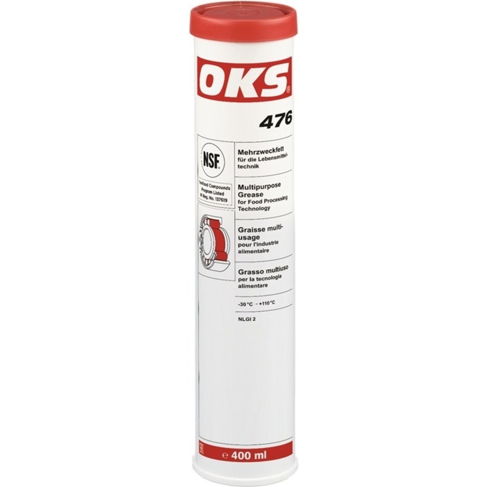 Produktabbildung: OKS Mehrzweckfett f.d. Lebensmitteltechnik OKS 476, NSF H1, 400 ml weiss, Kartusche