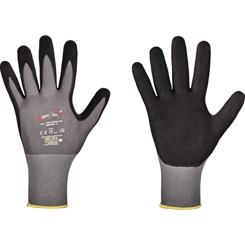 Produktabbildung: OPTIFLEX Handschuh OPTIMATE, EN 420/EN 388 PSA-Kategorie II, Grösse 7 grau/schwarz